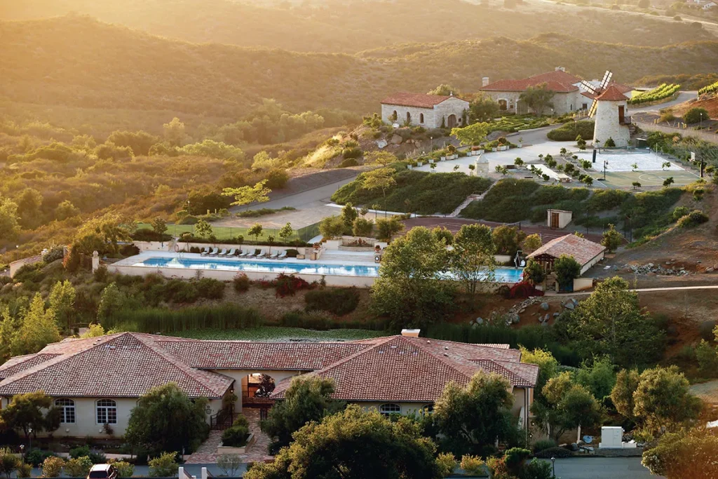 arial view of the Cal-a-Vie Health Spa in Vista, CA